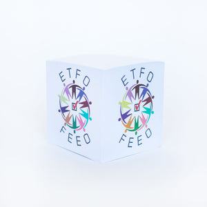 A Paper Cube with the ETFO logo